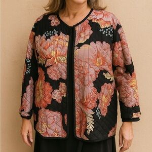 Little Journey's Chicago Button Blouse MOP Buttons L‎ Large Quilted Jacket